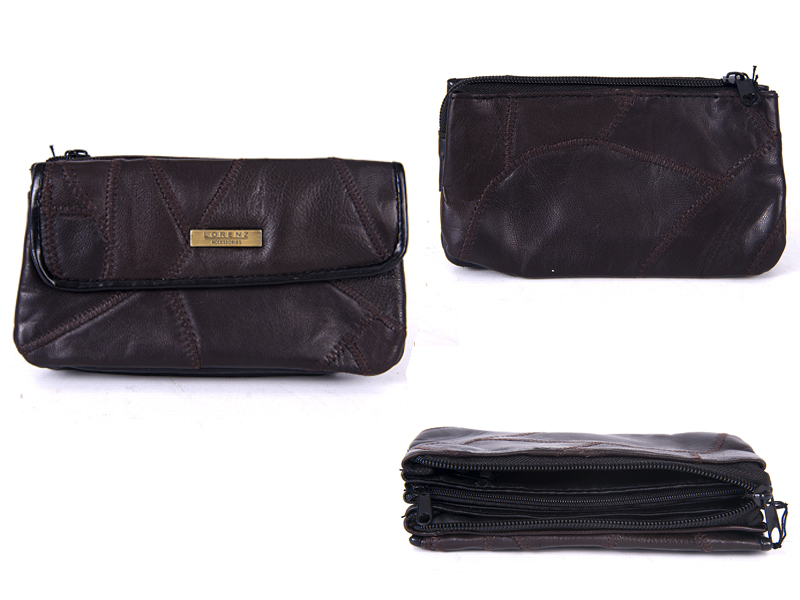 (image for) 4684 BLACK LEATHER PATCHWORK PURSE
